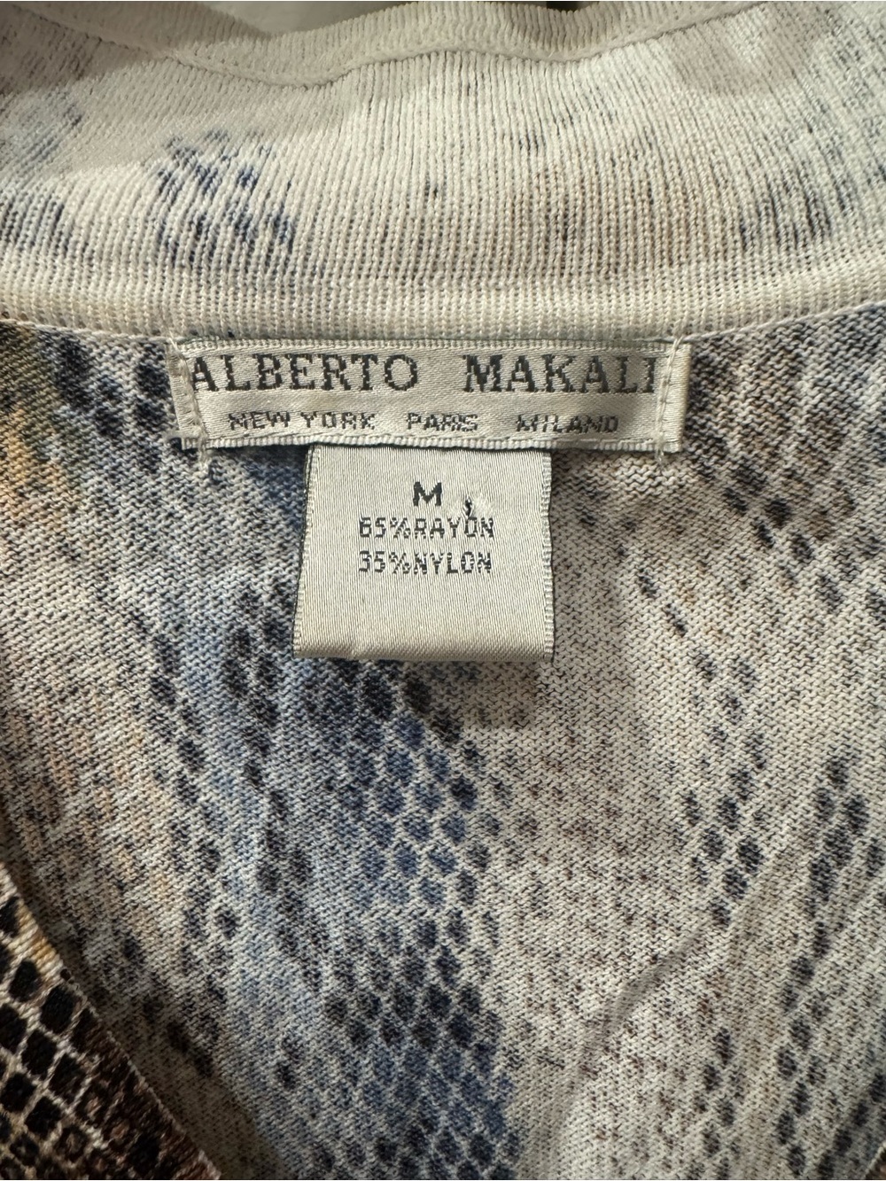 Alberto Makali Blue, Brown & Black Snake-Print V-Neck Sweater size M - Picture 4 of 4
